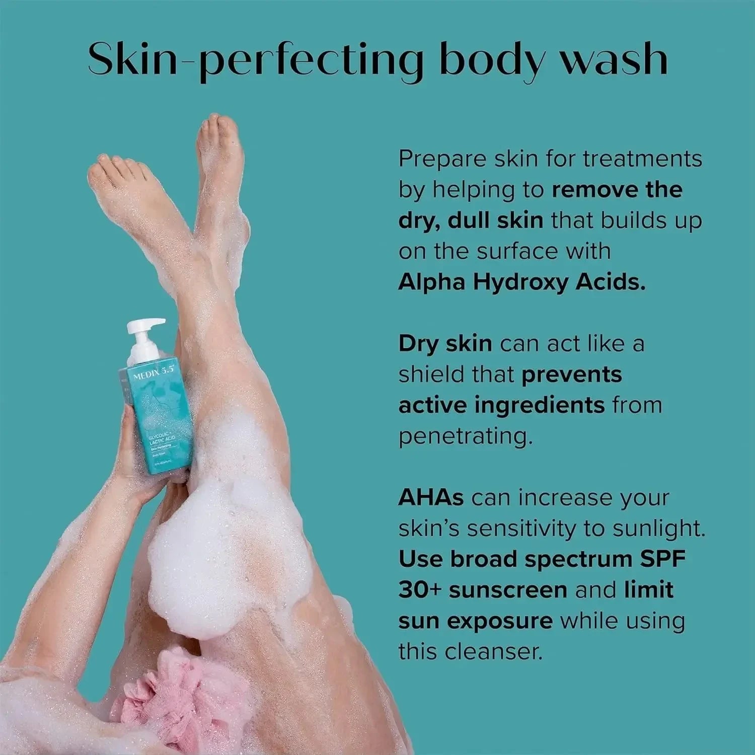 MEDIX 5.5 Exfoliating AHA Glycolic Acid Face & Body Scrub Cleanser + Vitamin C Moisturizing Body Cream Lotion Skin Care 2PC - USA in UK