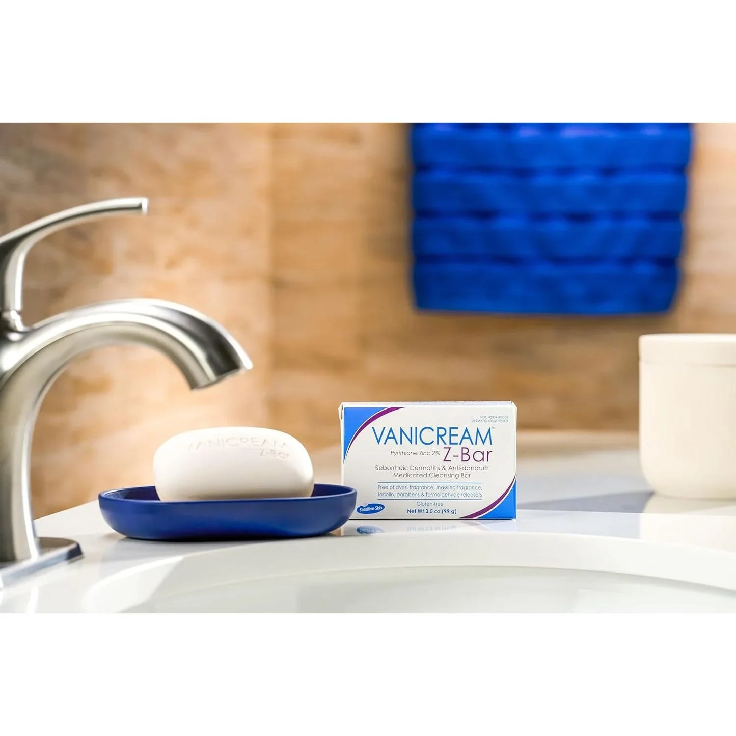 Vanicream Z-Bar, Seborrheic Dermatitis & Anti-Dandruff Medicated Cleansing Bar, 2% Pyrithione Zinc Z-Bar Helps Relieve Itching, Redness and Flaking, 3.5 OZ - USA in UK