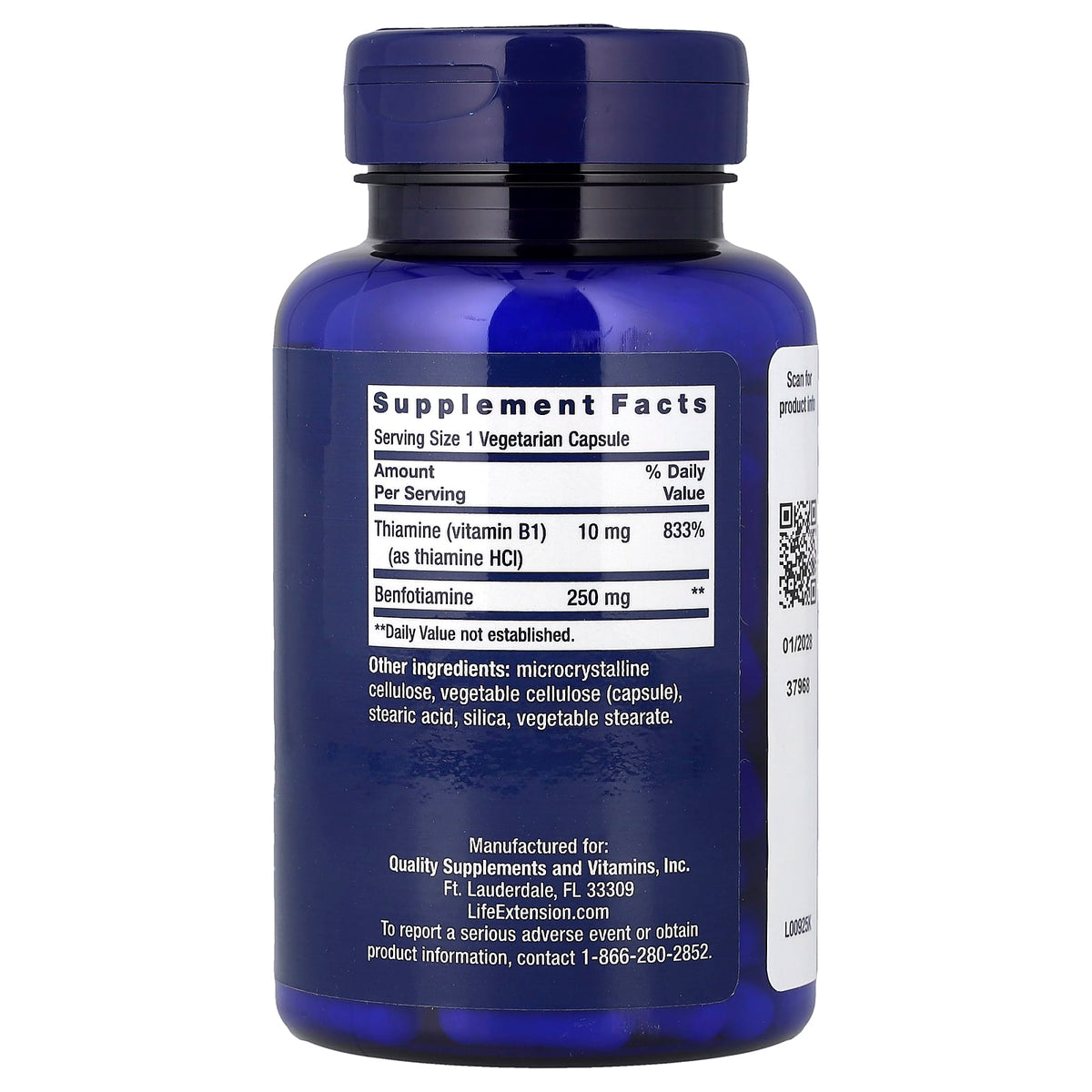 Life Extension Mega Benfotiamine, 120 Vegetarian Capsules - view 2