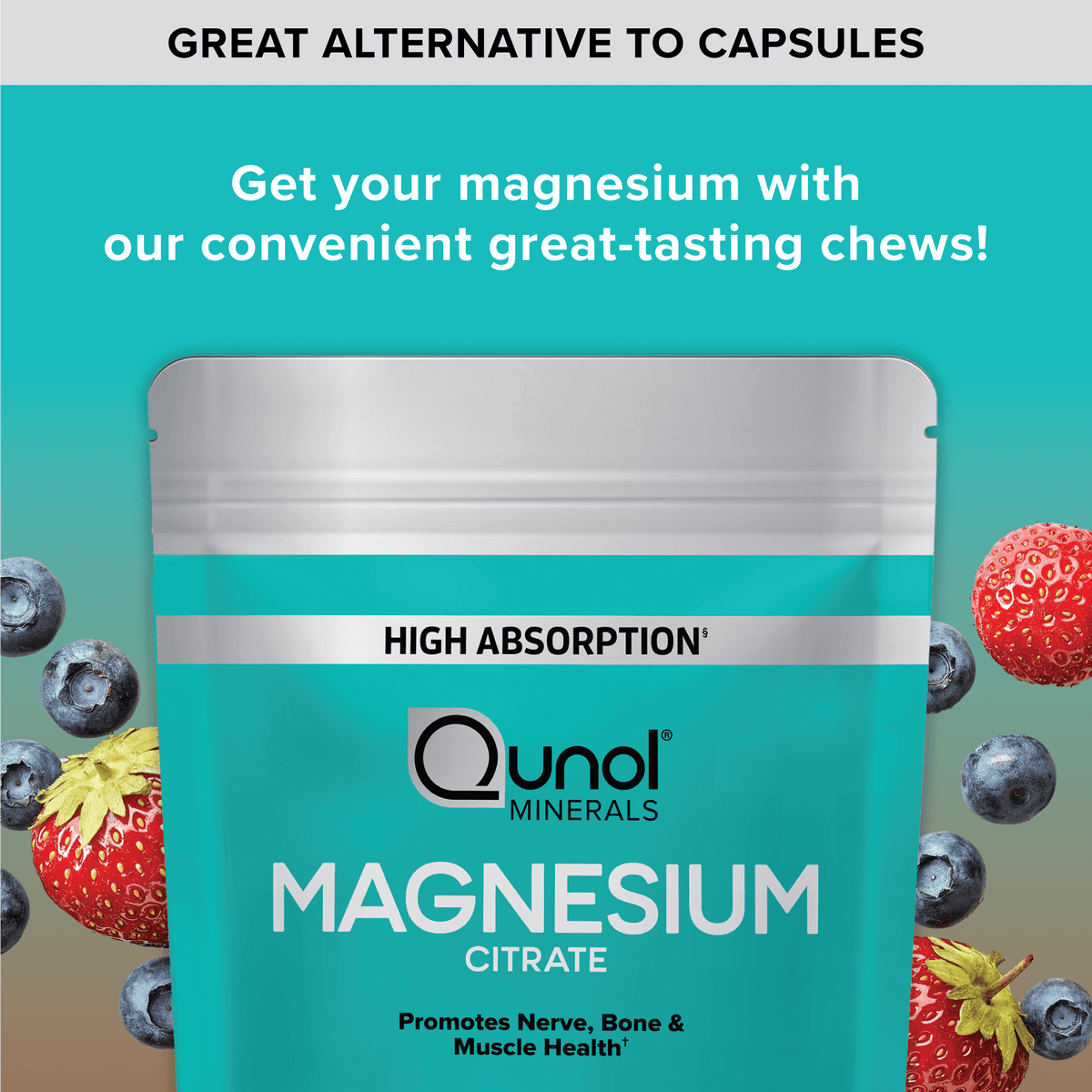 Qunol Magnesium Citrate, Mixed Berry, 90 Soft Chews (175 mg Each) - view 6