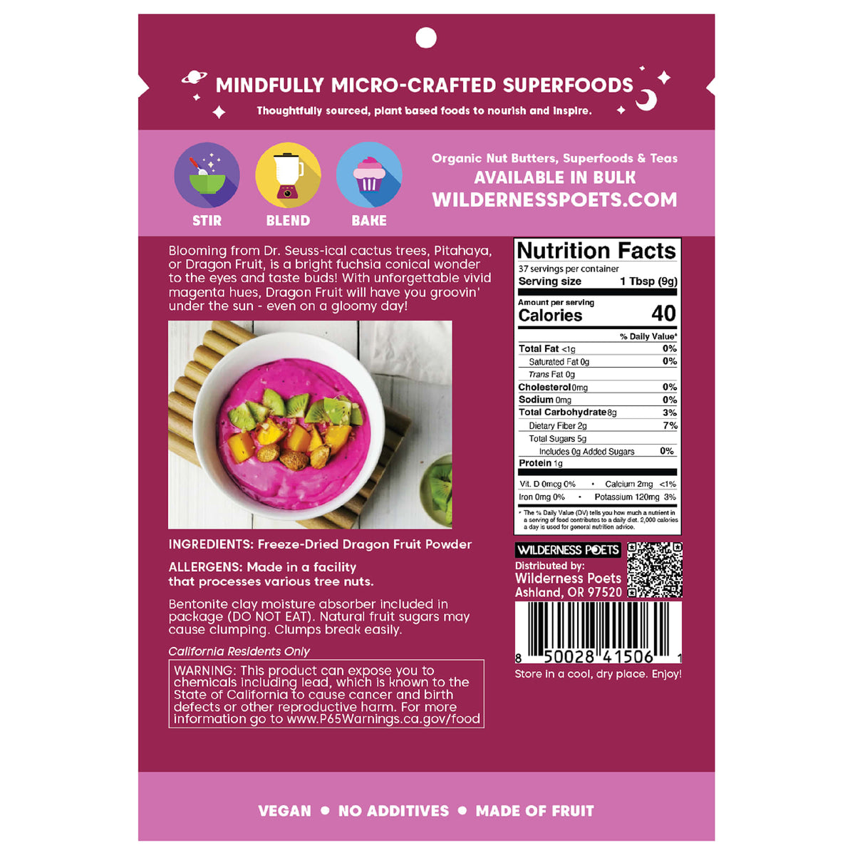 Wilderness Poets Freeze Dried Dragon Fruit Powder, 340 g (12 oz) - view 2