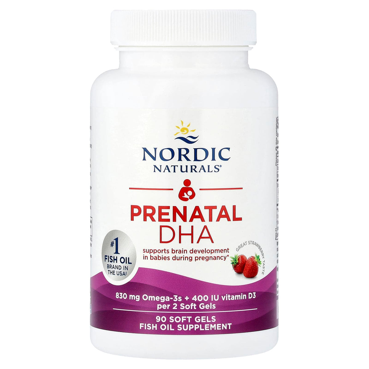 Nordic Naturals Prenatal DHA, Strawberry, 90 Soft Gels - view 3