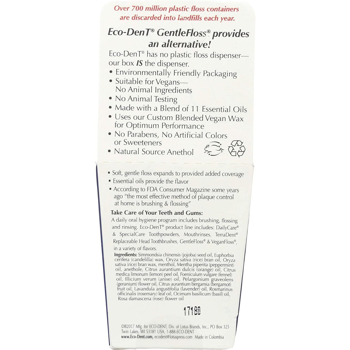 Eco-Dent Gentlefloss Premium Dental Floss, Mint, 1 Count
