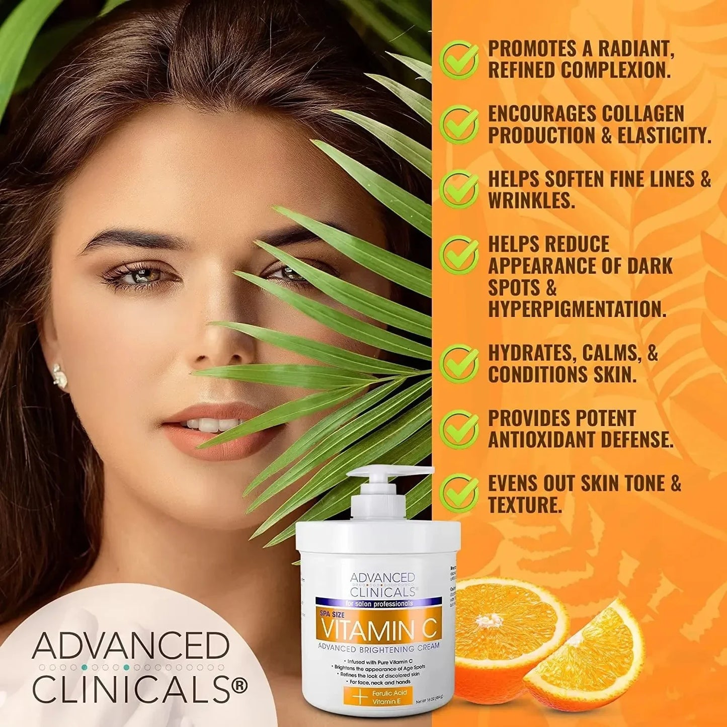 Advanced Clinicals Vitamin C Cream Face & Body Lotion Moisturizer | anti Aging Skin Care Firming & Brightening Cream for Body, Face, Uneven Skin Tone, Wrinkles, & Sun Damaged Dry Skin, 16 Oz - USA in UK
