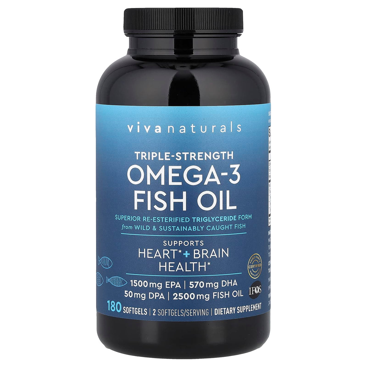 Viva Naturals Omega-3 Fish Oil, 2,500 mg, 180 Softgels - view 3