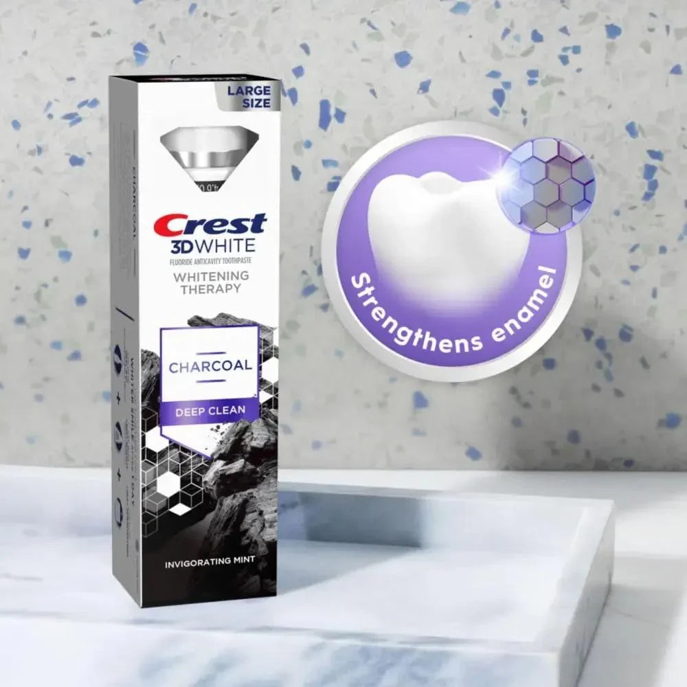 Crest 3D White Whitening Therapy Charcoal Deep Clean Invigorating Mint Teeth Whitening Toothpaste, 4.6 Oz Pack of 3, Anticavity Fluoride Toothpaste, Gently Brightens Teeth, Strengthens Enamel - USA in UK