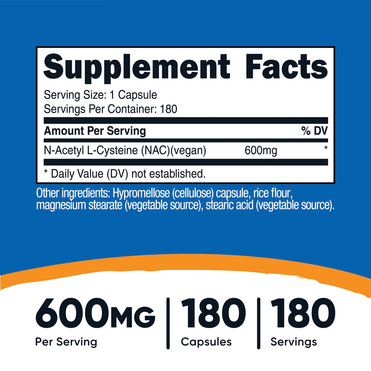 Nutricost NAC, 600 mg, 180 Capsules - view 3