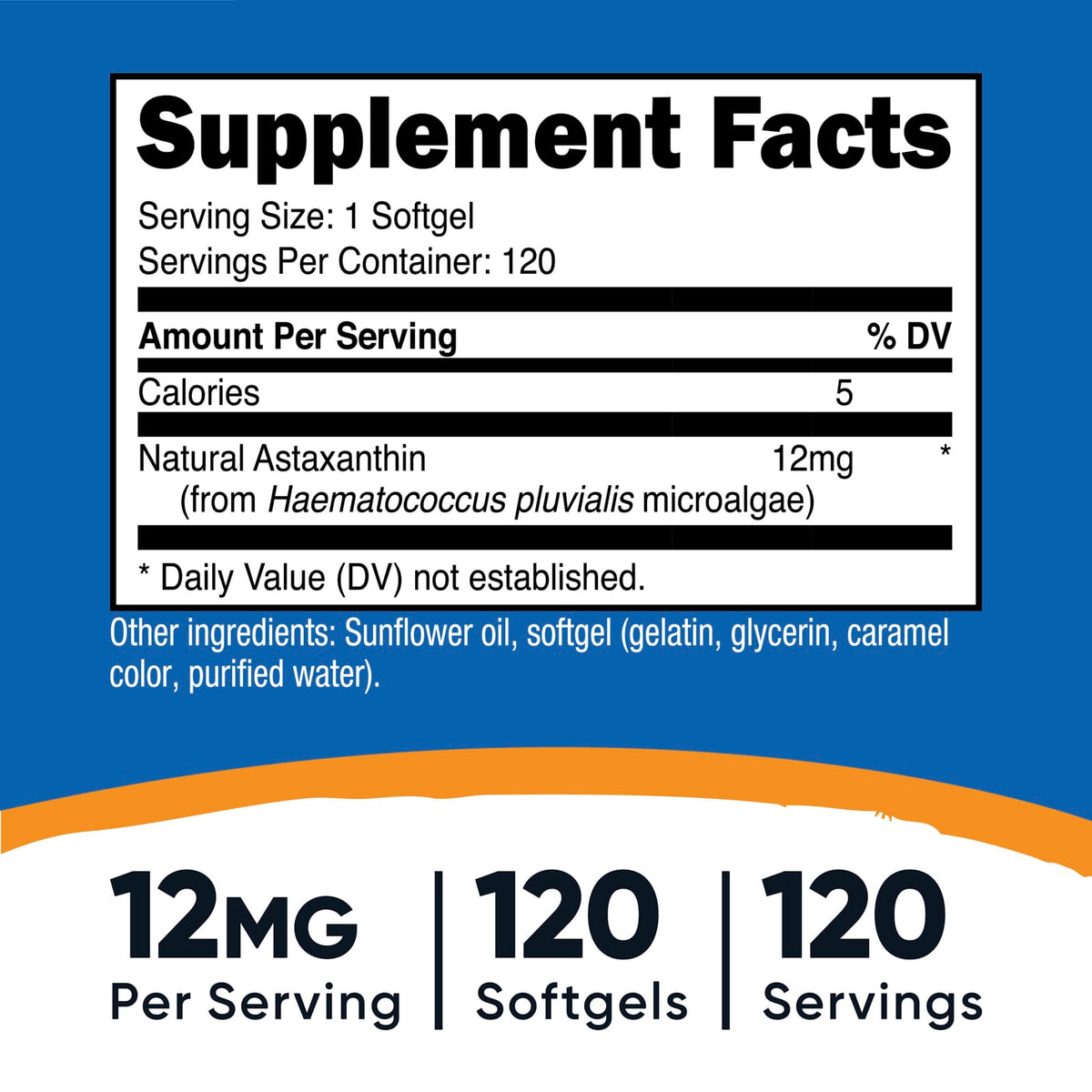 Nutricost Astaxanthin, 12 mg, 120 Softgels - view 3