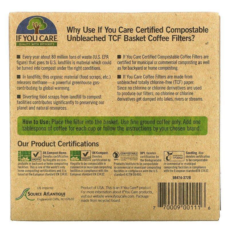 If You Care Basket Coffee Filter, Fits 8-12 Cup Drip Coffee Makers, 100 Pieces