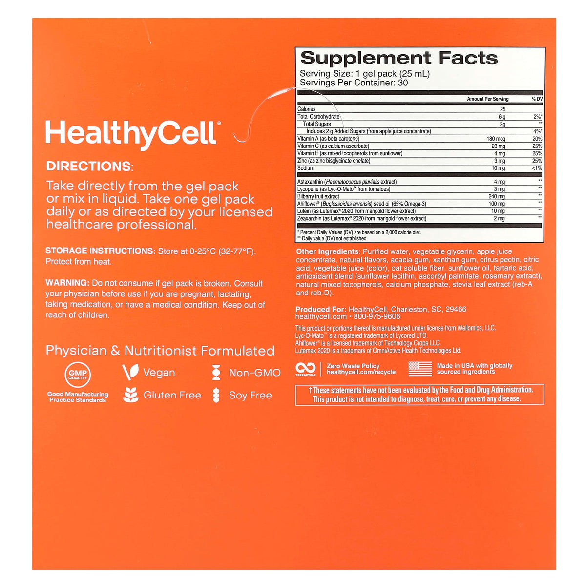 HealthyCell Eye Health MicroGel, Blood Orange, 30 Gel Packs - view 2