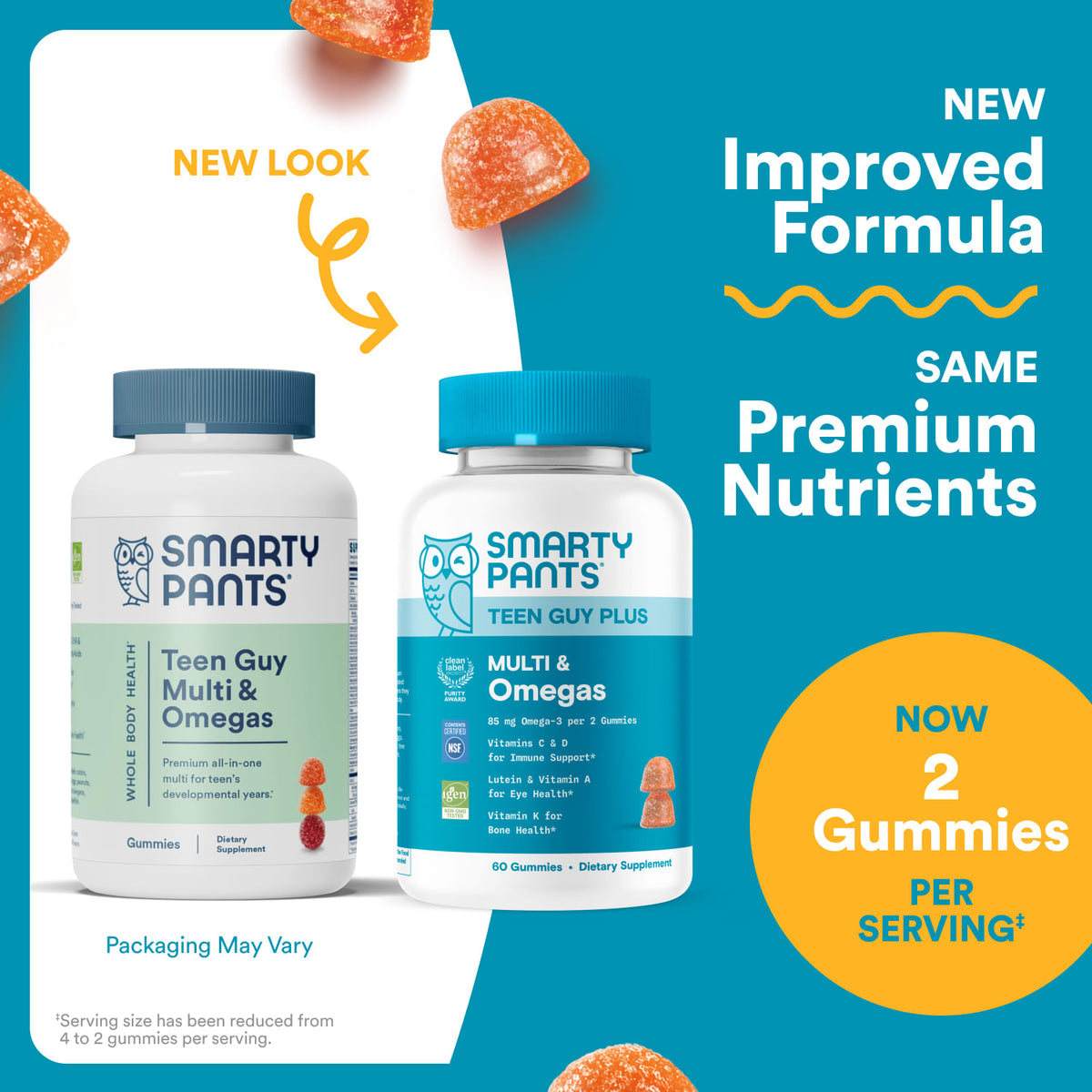 SmartyPants Teen Guy Plus Multi & Omegas, Pineapple Orange, 60 Gummies - view 4