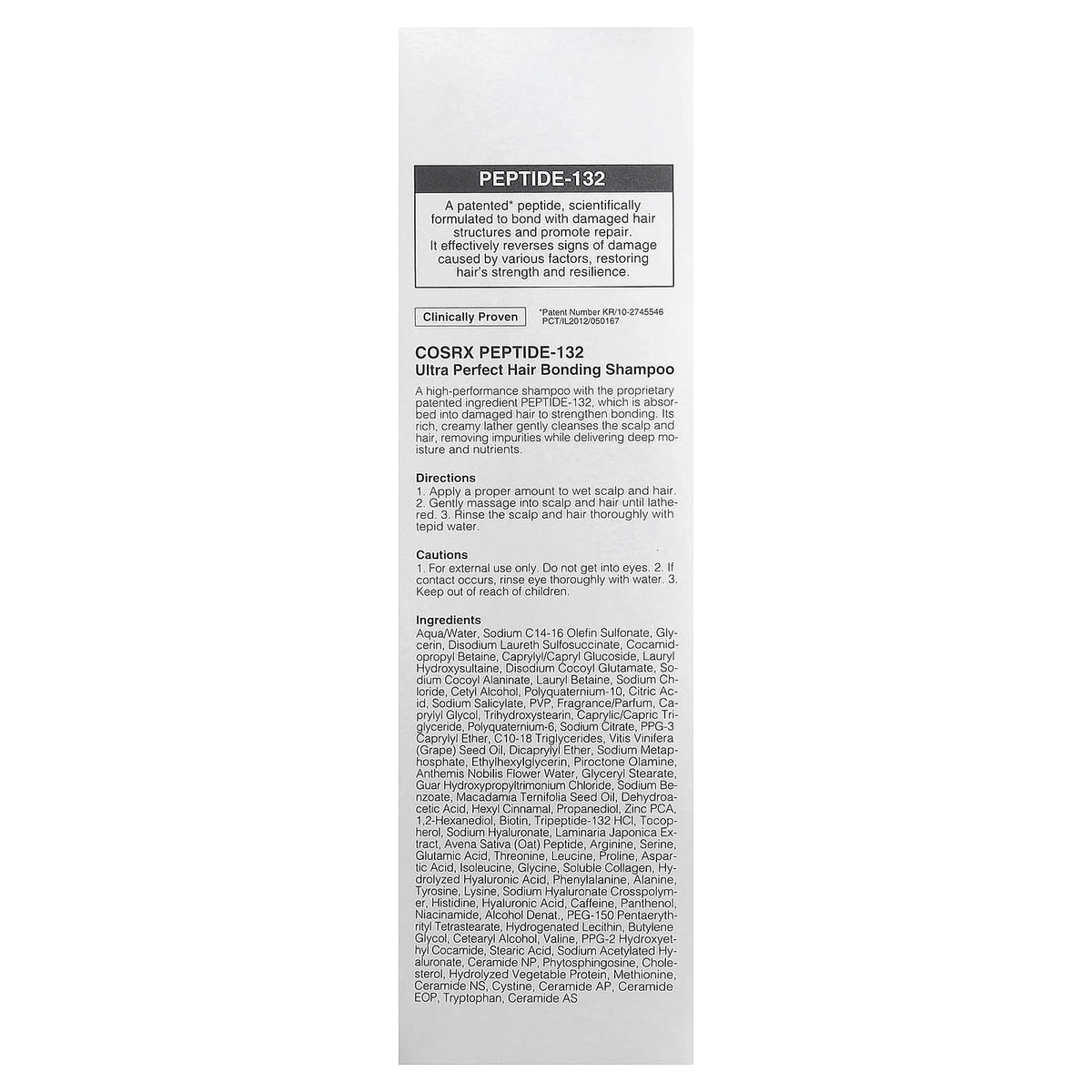 CosRx Peptide 132 Ultra Perfect Hair Bonding Shampoo, 200 ml (6.76 fl oz) - view 3