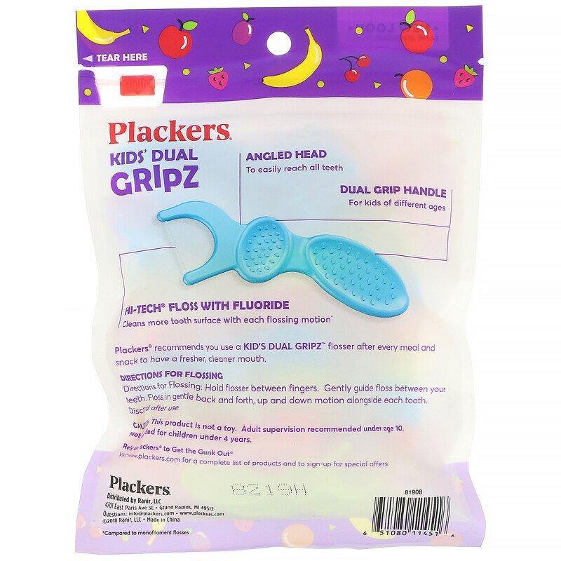 Plackers Kid's Dual Gripz Dental Flossers 75