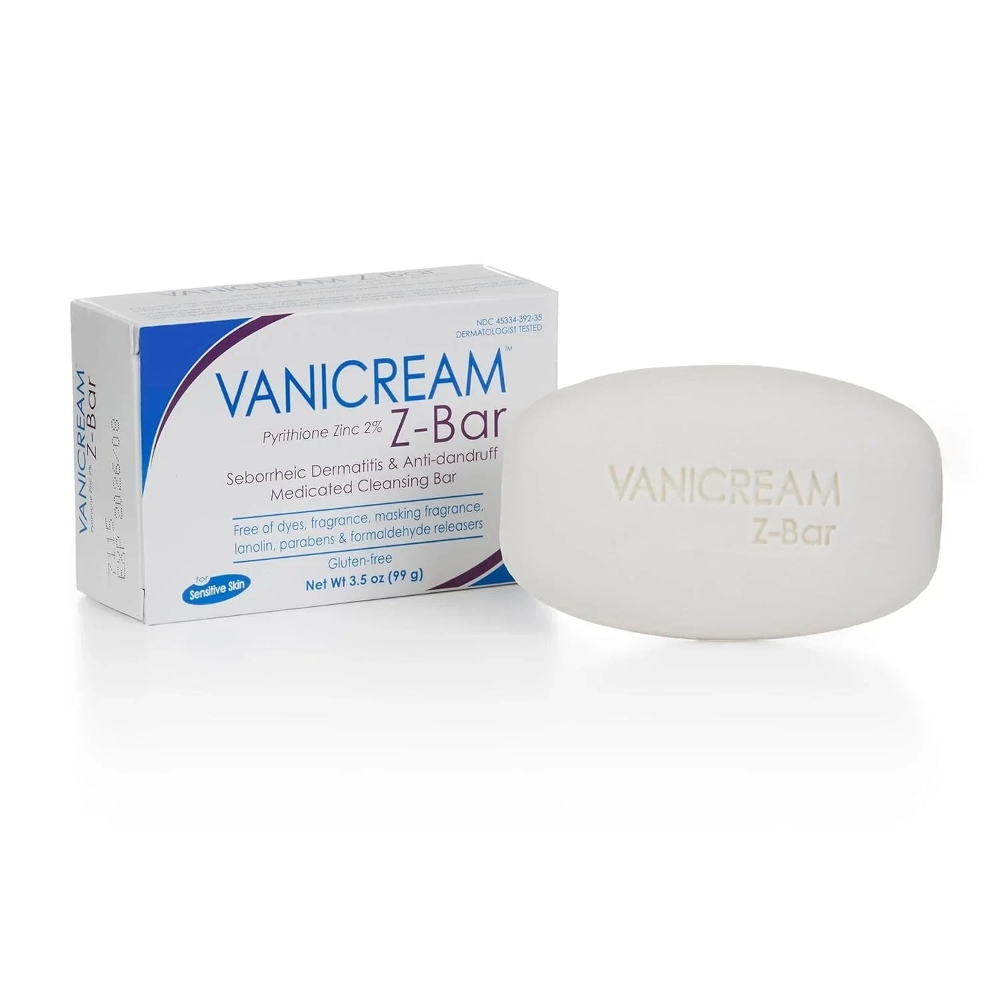 Vanicream Z-Bar, Seborrheic Dermatitis & Anti-Dandruff Medicated Cleansing Bar, 2% Pyrithione Zinc Z-Bar Helps Relieve Itching, Redness and Flaking, 3.5 OZ - USA in UK