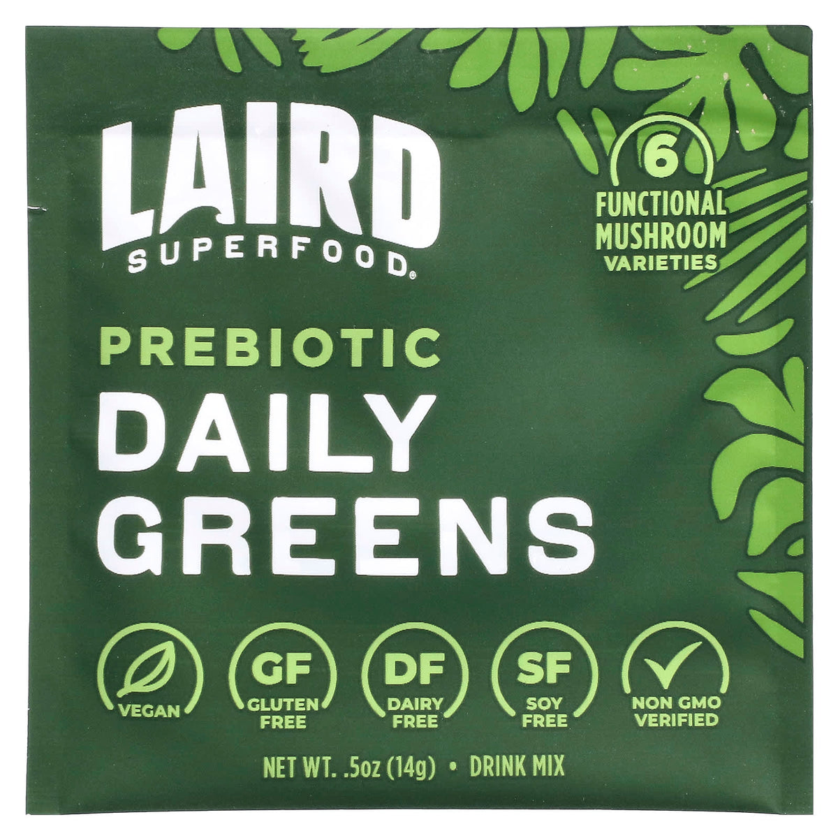 Laird Superfood Prebiotic Daily Greens Drink Mix, 15 Packs, 0.5 oz (14 g) Each - view 3
