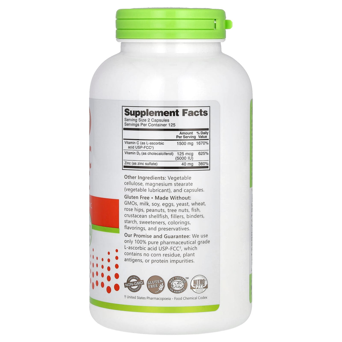 NutriBiotic Vitamin C + D3 & Zinc, 250 Capsules - view 2