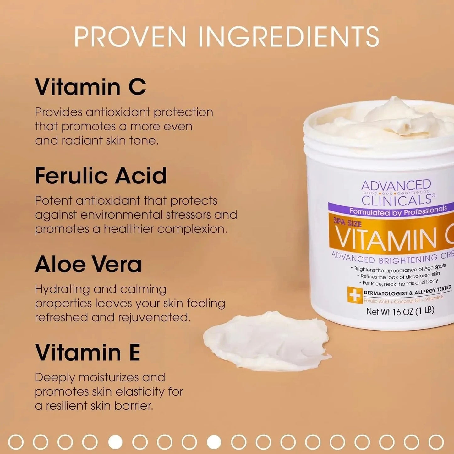 Advanced Clinicals Vitamin C Face & Body Cream Moisturizing Skin Care Lotion, anti Aging Vitamin C Skincare Moisturizer for Body, Face, Age Spots, Wrinkles, & Sun Damaged Skin, Large 16Oz (2-Pack) - USA in UK