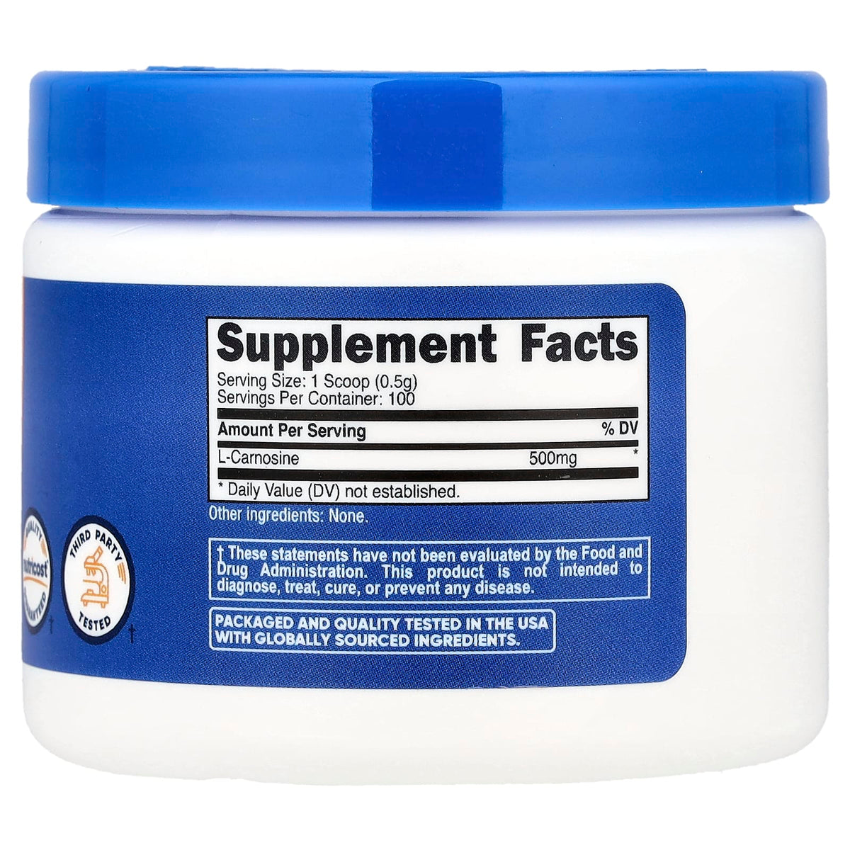Nutricost L-Carnosine Powder, Unflavoured, 50 g (1.8 oz) - view 2