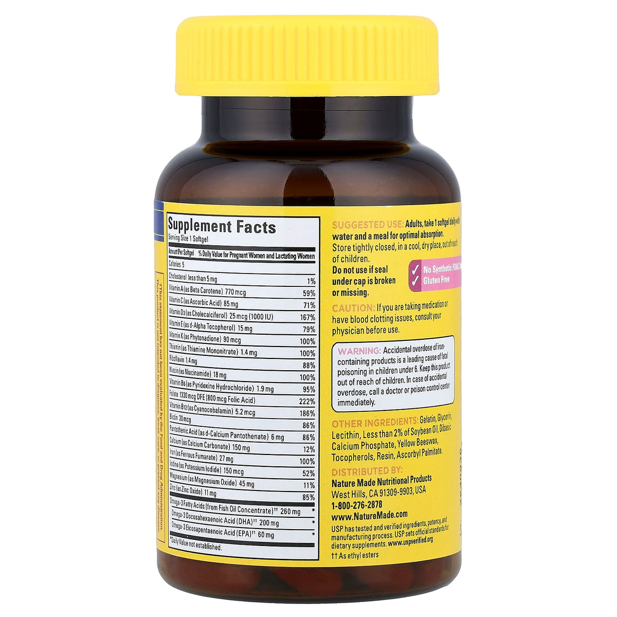 Nature Made Prenatal Folic Acid + DHA, Orange, 60 Softgels - view 2