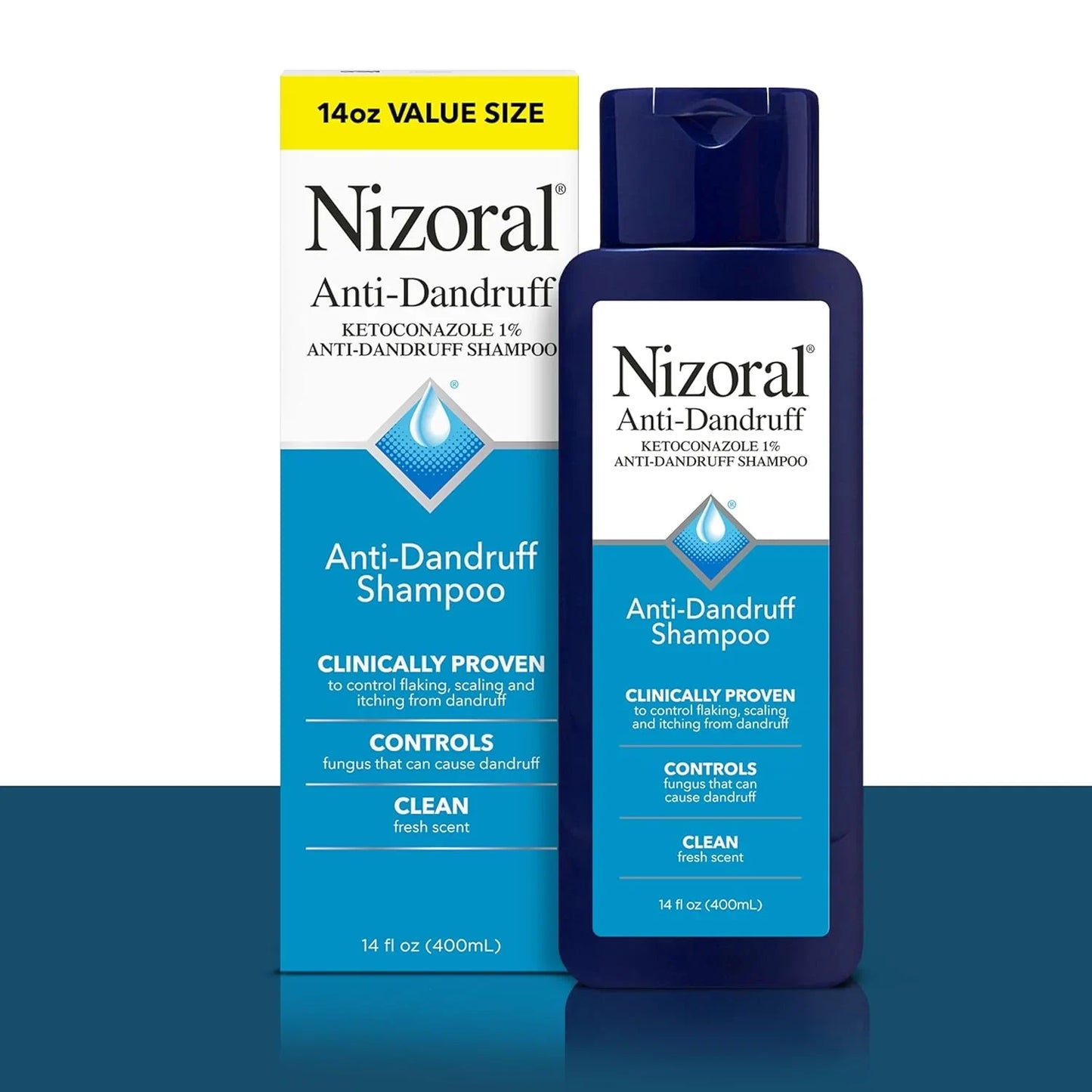 Nizoral Anti-Dandruff Shampoo with 1% Ketoconazole, Fresh Scent, 14 Fl Oz - USA in UK