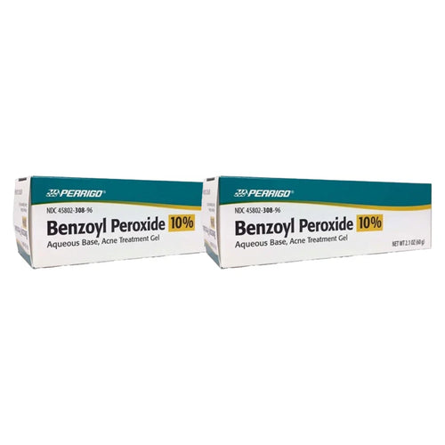 Perrigo 10% Benzoyl Peroxide Acne Treatment Gel 2.1 oz Pack of 2