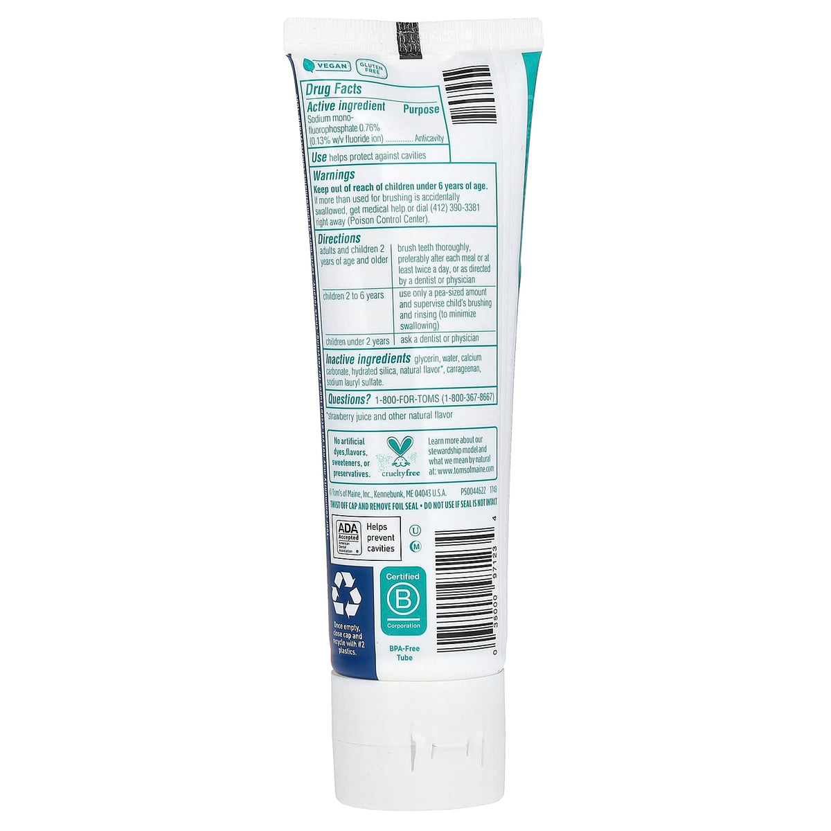 Tom's of Maine Kid's Natural Fluoride Toothpaste, Ages 2+, Silly Strawberry - view 2
