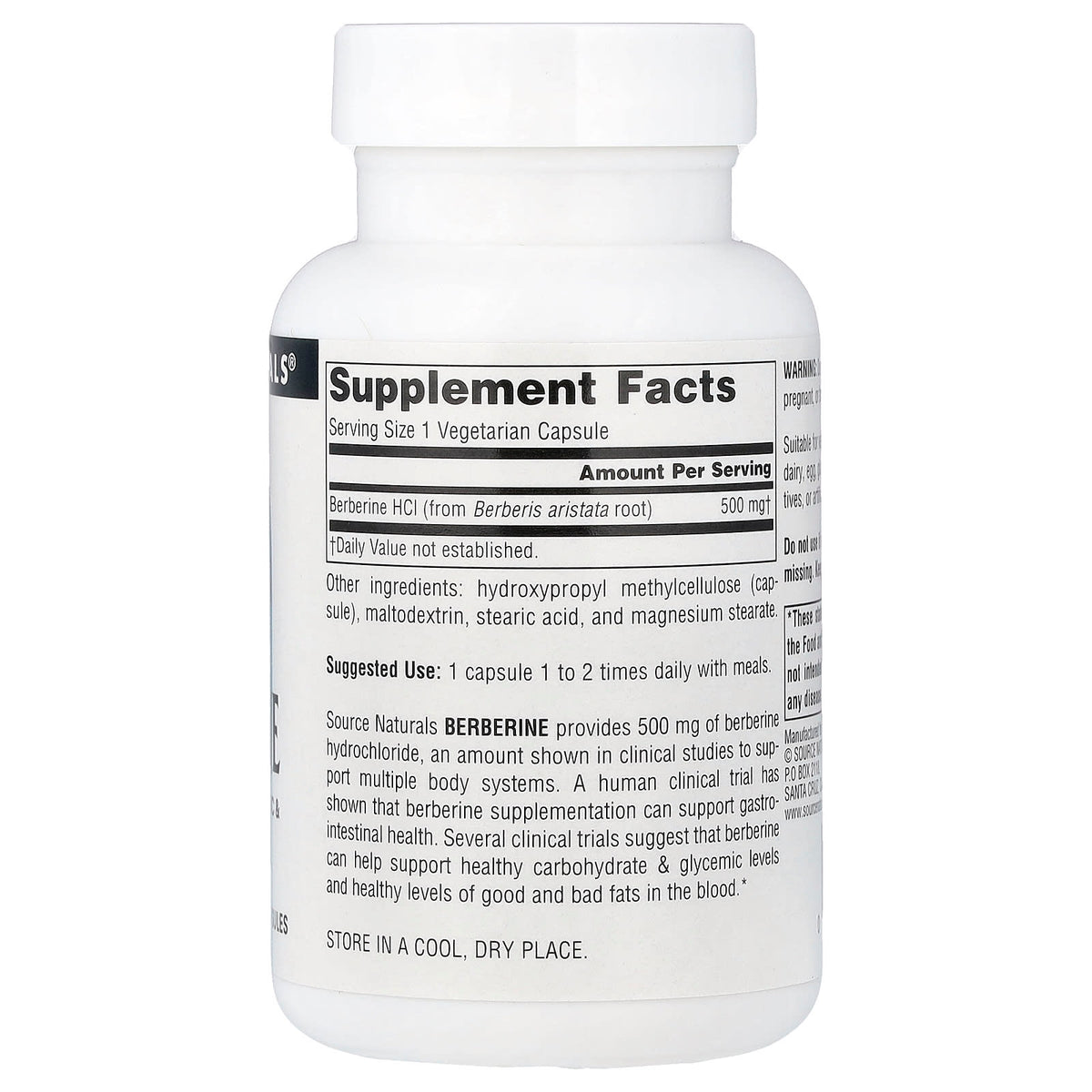 Source Naturals Berberine 500 mg, 60 Vegetarian Capsules - view 2