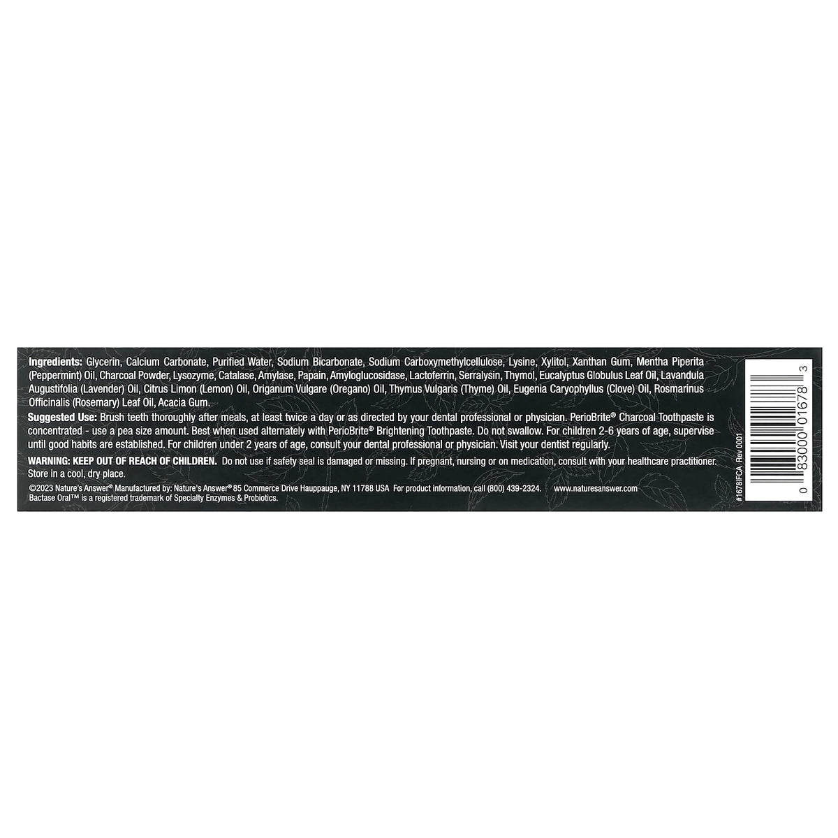 Nature's Answer PerioBrite Charcoal Toothpaste, Peppermint, 113.4 g - view 3