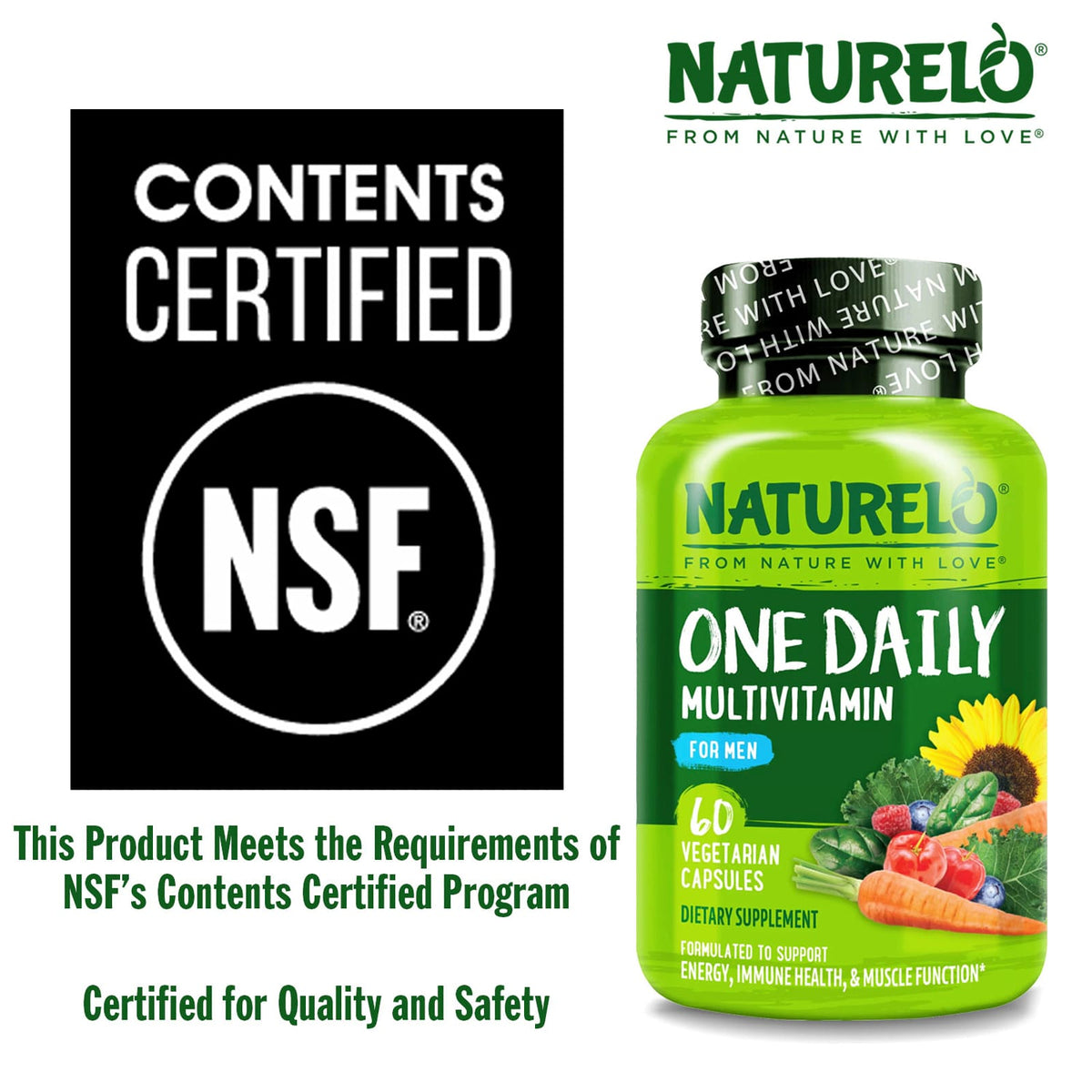 NATURELO One Daily Multivitamin for Men, 60 Vegetarian Capsules - view 6