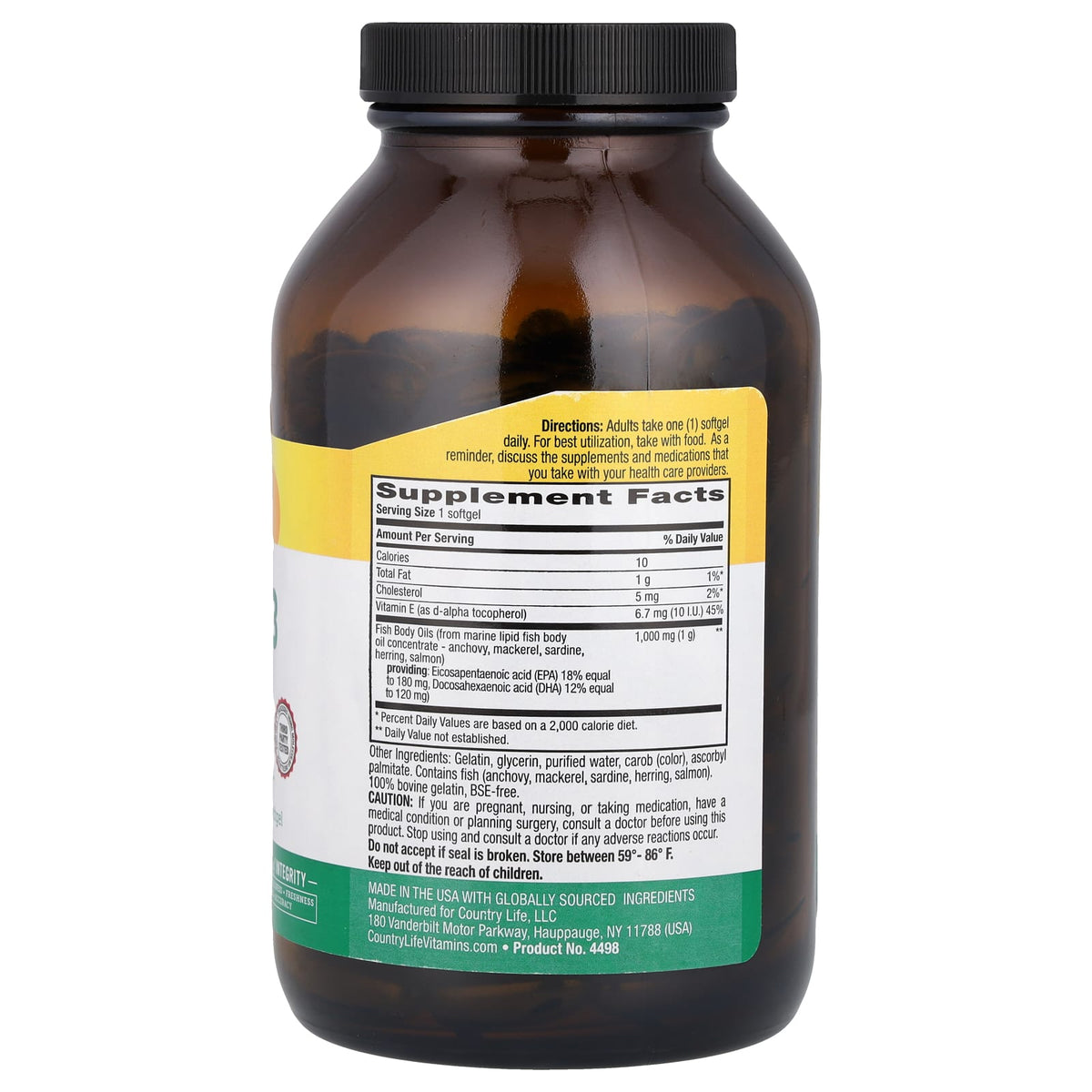 Country Life Natural Omega-3, 1,000 mg, 200 Softgels - view 2