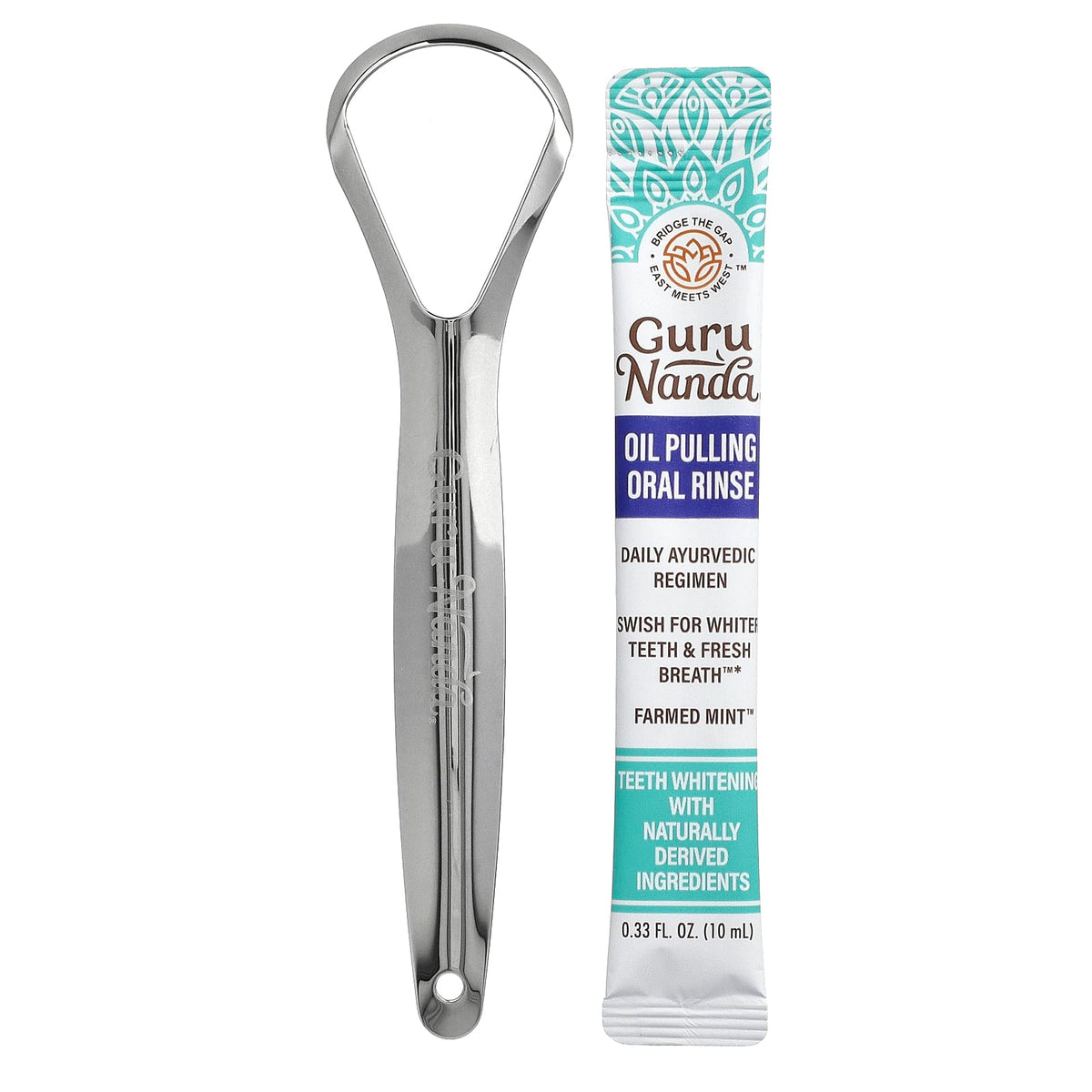 GuruNanda Oil Pulling Oral Rinse, Farmed Mint, 28 Sachets, 10 ml Each - view 3