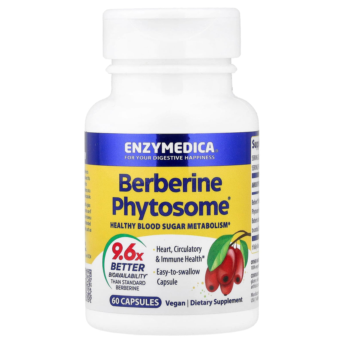 Enzymedica Berberine Phytosome, 60 Capsules (275 mg per Capsule) - view 3