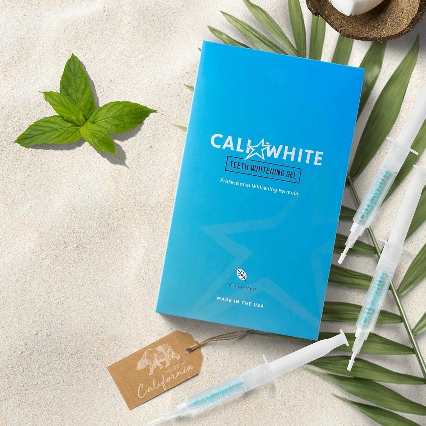 Cali White Teeth Whitening Kit Gel Refills, 35% Carbamide Peroxide, Natural, Vegan, Organic Whitener for Sensitive Tooth Bleach, Gels Made in USA, 3X 5Ml Syringes, Use with UV or LED Light & Trays