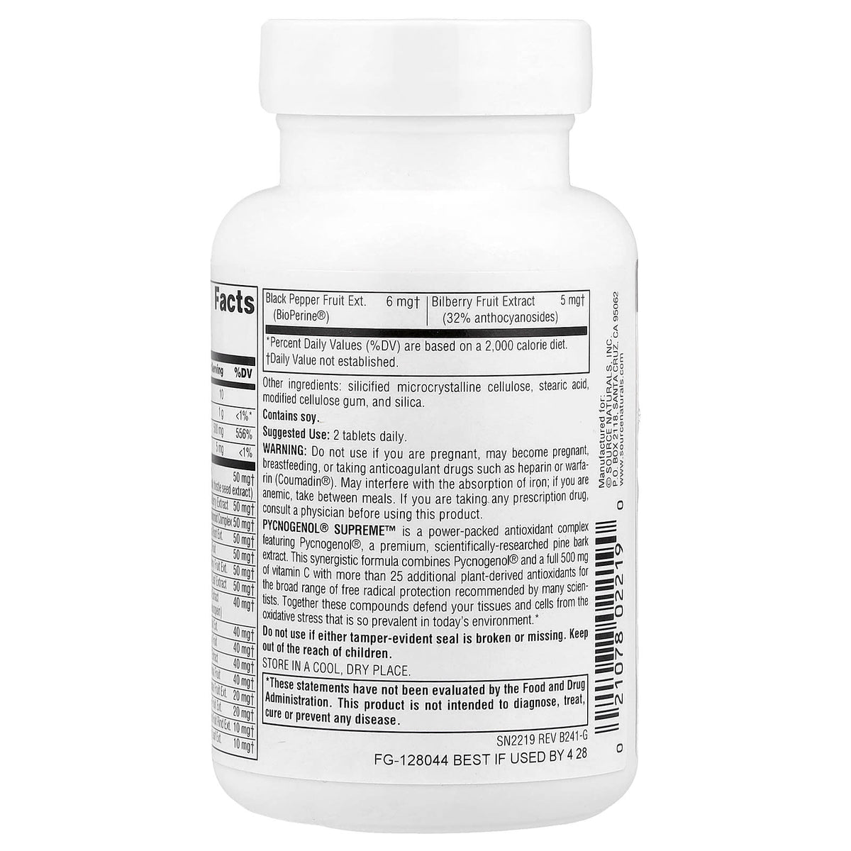 Source Naturals Pycnogenol Supreme, 30 Tablets - view 3