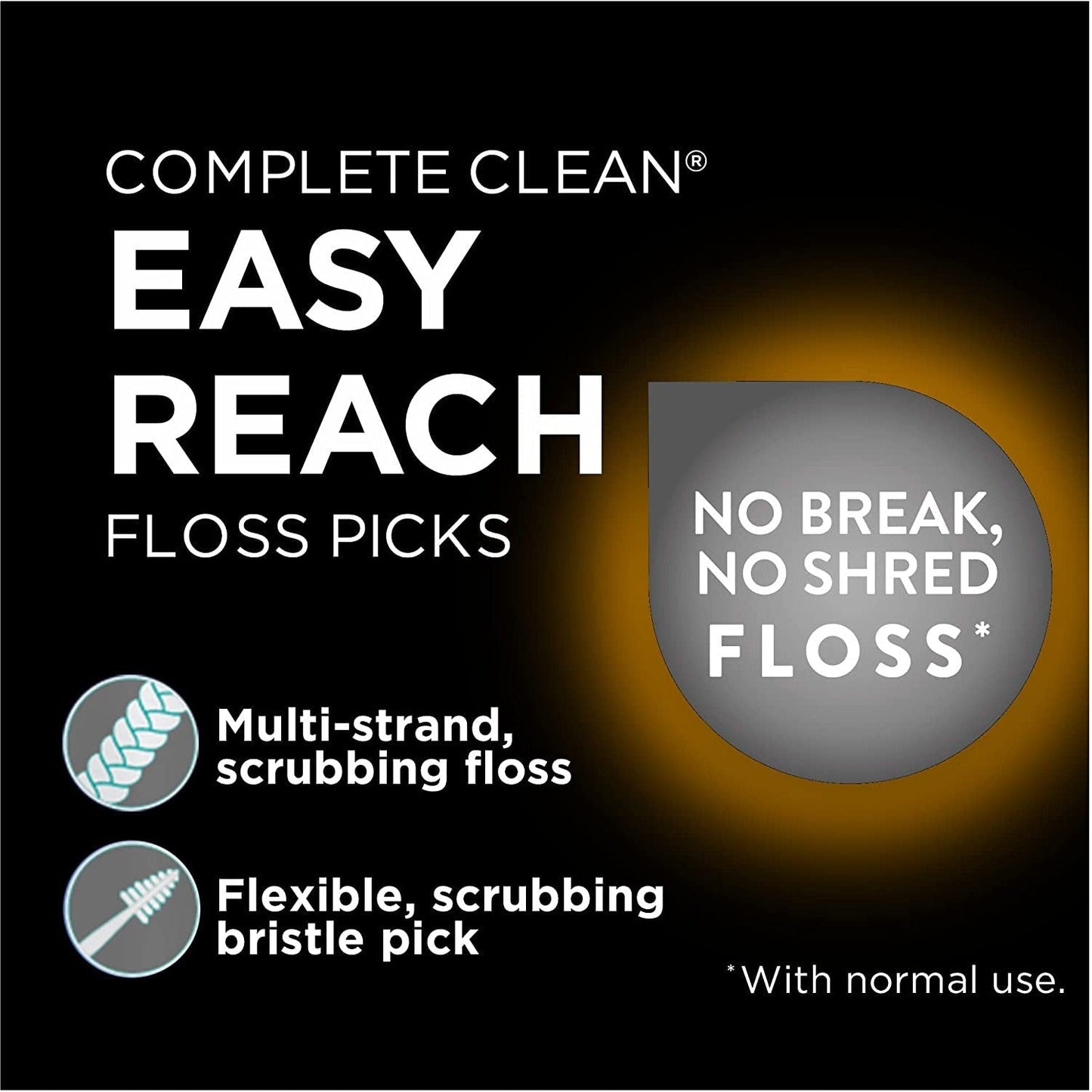 Dentek Complete Clean Easy Reach Floss Picks, No Break & No Shred Floss, 75 Count