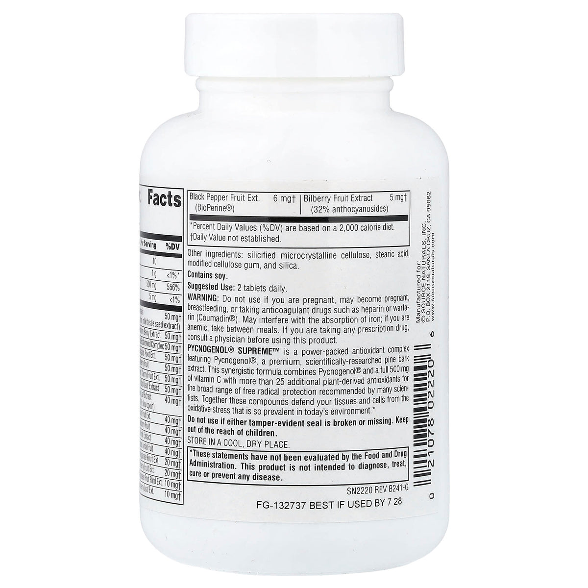 Source Naturals Pycnogenol Supreme, 60 Tablets - view 3