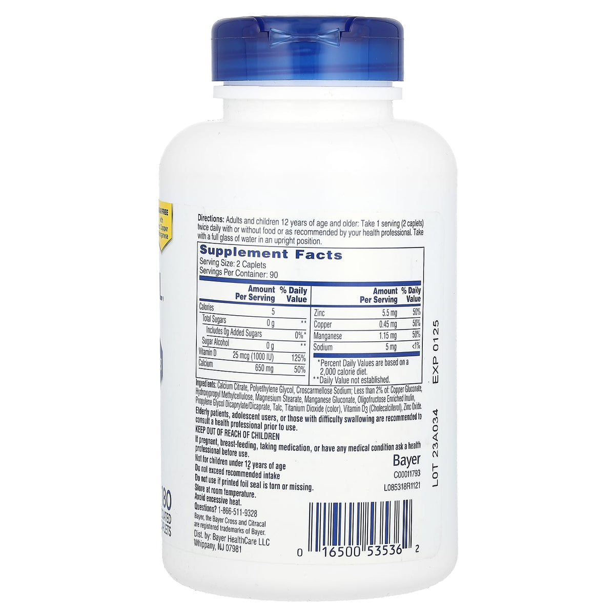 Citracal Maximum Plus +D3 Calcium Citrate, 180 Coated Caplets - view 2