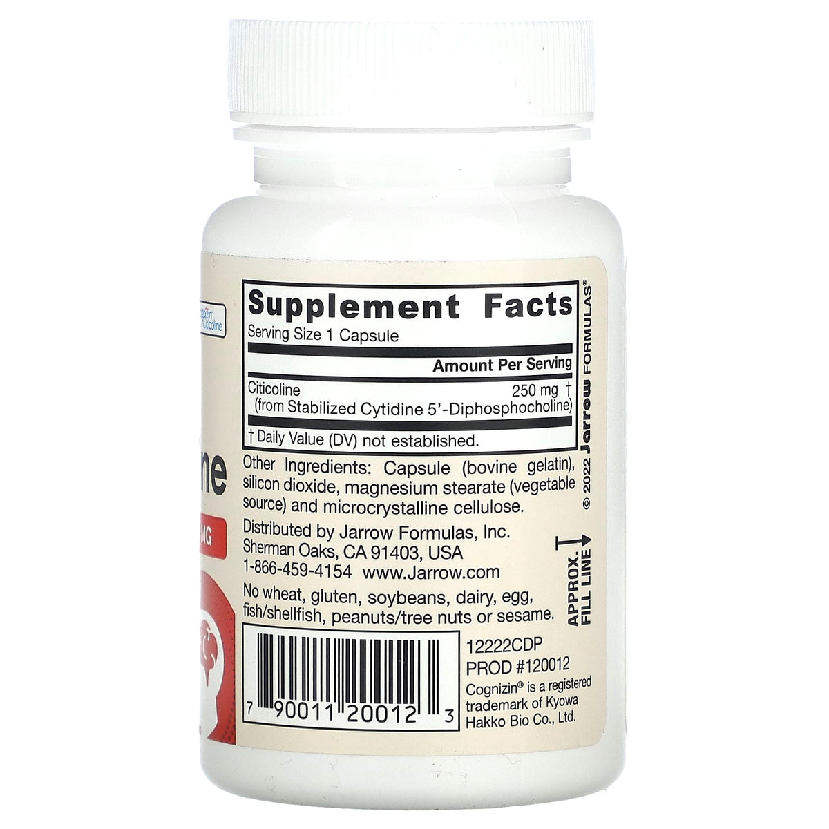 Jarrow Formulas Citicoline CDP Choline, 250 mg, 60 Capsules - view 2
