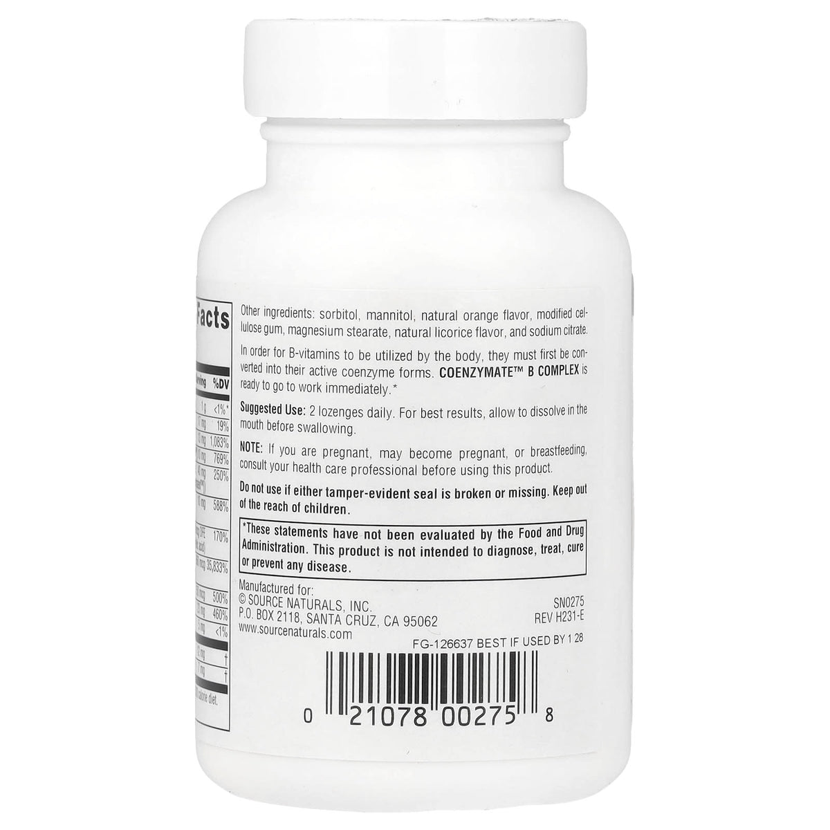 Source Naturals Coenzymate B Complex, Orange, 60 Lozenges - view 3
