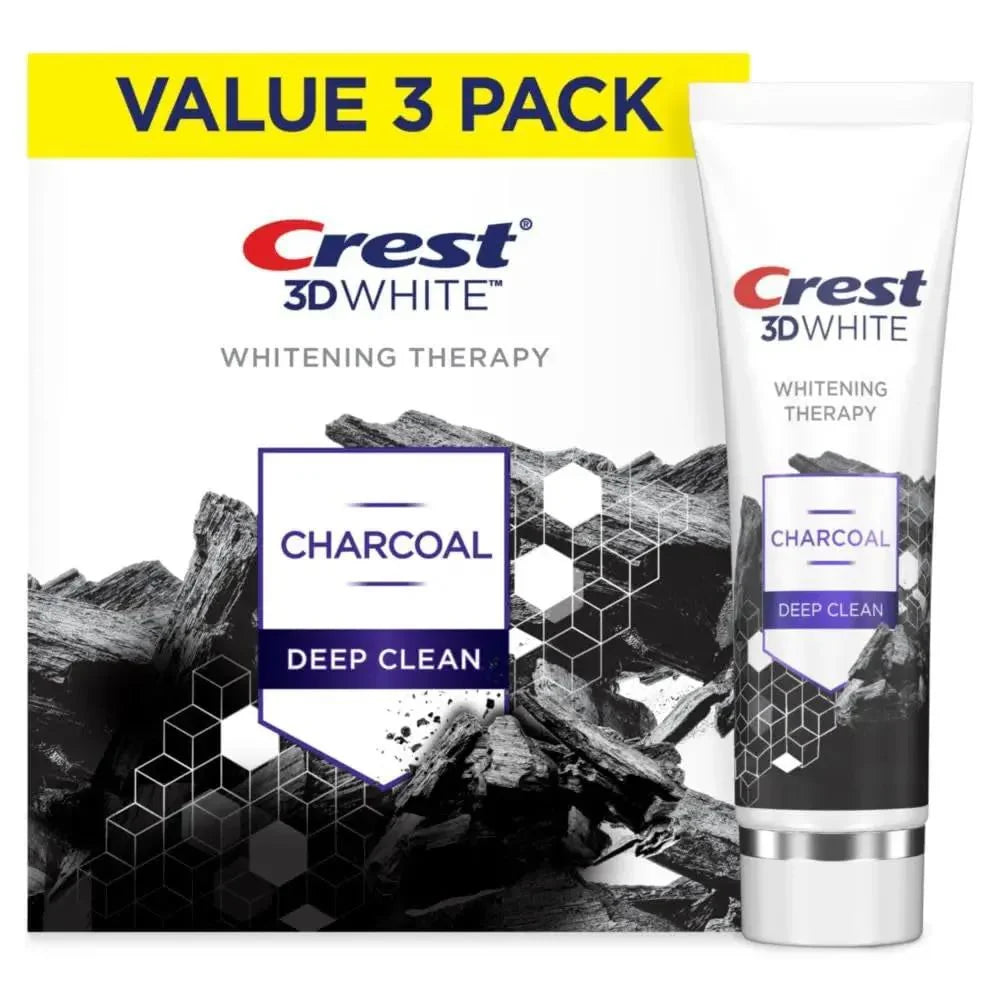 Crest 3D White Whitening Therapy Charcoal Deep Clean Invigorating Mint Teeth Whitening Toothpaste, 4.6 Oz Pack of 3, Anticavity Fluoride Toothpaste, Gently Brightens Teeth, Strengthens Enamel - USA in UK