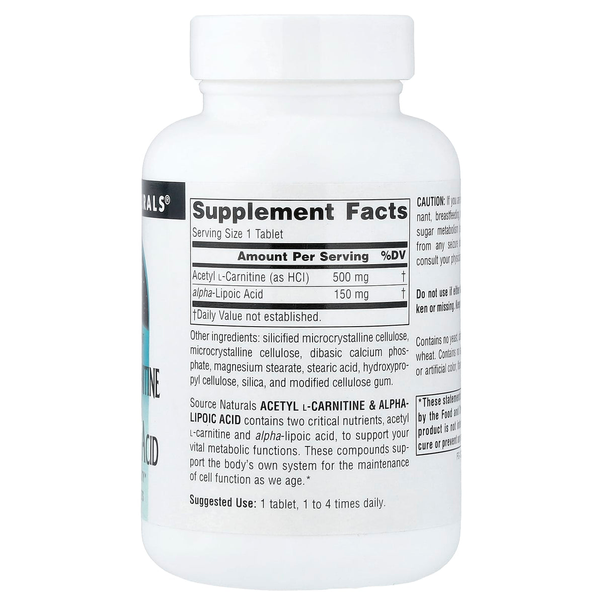 Source Naturals Acetyl L-Carnitine & Alpha-Lipoic Acid, 60 Tablets - view 2