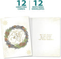 Tree-Free Greetings Christmas Cards 12.7 x 17.8 cm (5 x 7 Inch), Winter Pine Wreath, Pack of 12