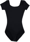 Capezio Team Basics Short Sleeve Leotard, Girls, Black, Large