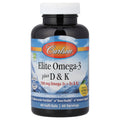 Carlson Elite Omega-3 Plus D & K, Natural Lemon, 60 Soft Gels