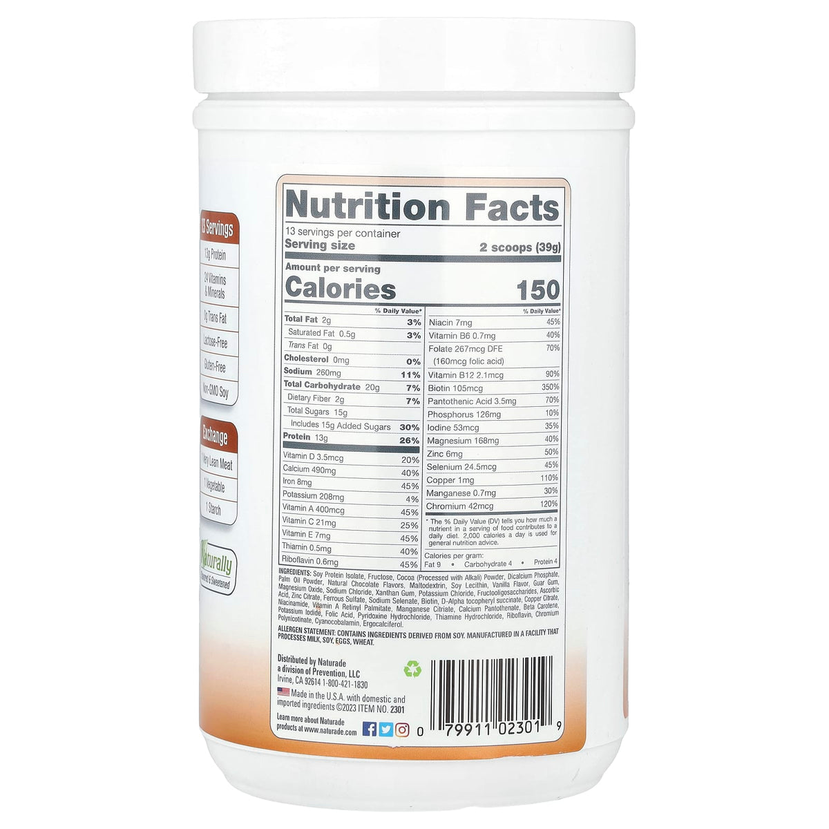 Naturade Total Soy Meal Replacement Bavarian Chocolate 507 g (1 lb 1.88 oz) - view 2