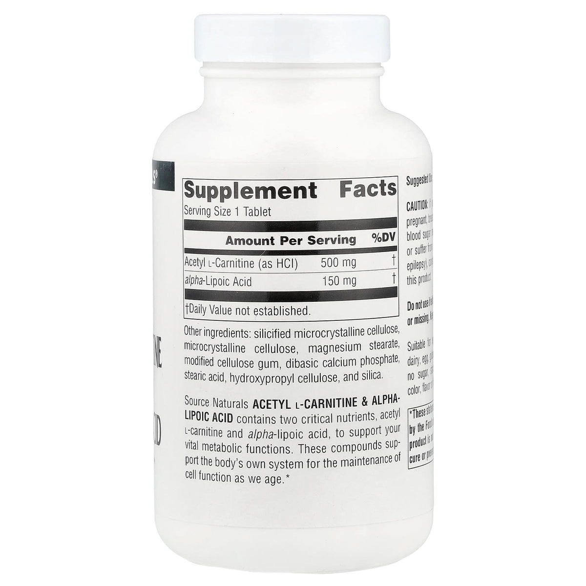 Source Naturals Acetyl L-Carnitine & Alpha-Lipoic Acid, 120 Tablets - view 2