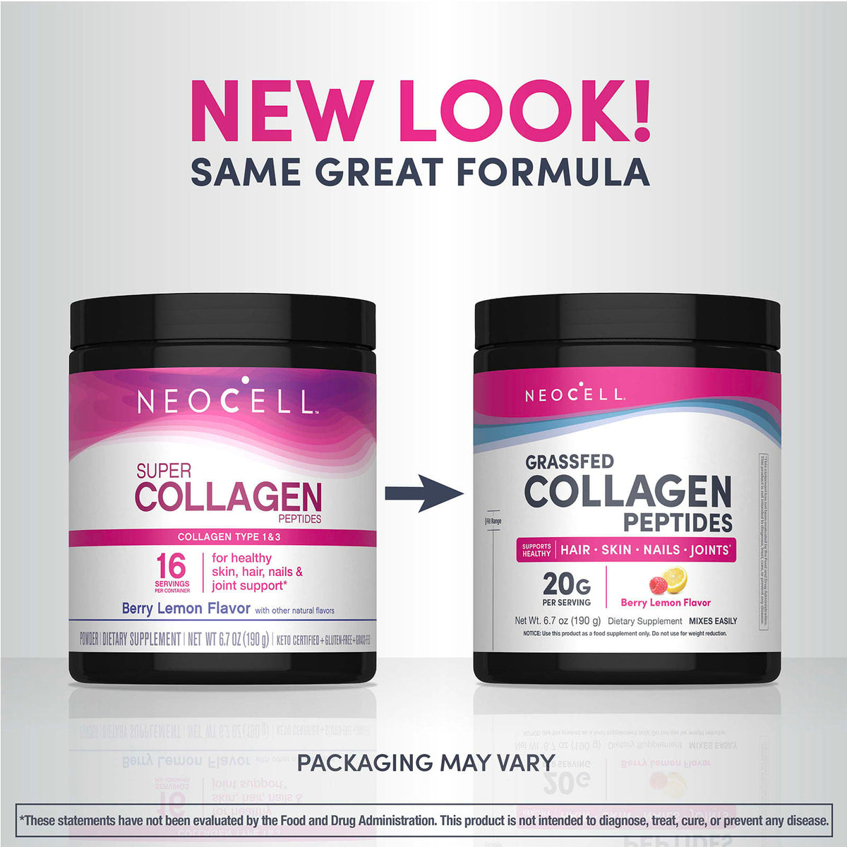 NeoCell Grassfed Collagen Peptides Powder, Berry Lemon, 190 g (6.7 oz) - view 3