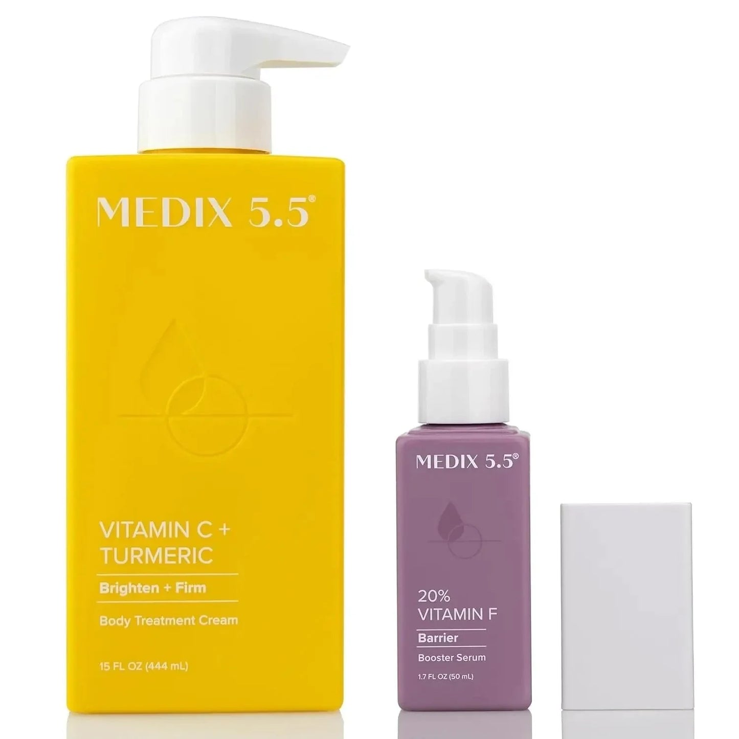 MEDIX Vitamin C Cream + Vitamin F Booster Serum Body Lotion Moisturizer 2PC Skin Care Set | Firming & Brightening Cream Diminishes Uneven Skin Tone, Age Spots, Dry Skin, & Sun Damage, 2PC Bundle - USA in UK