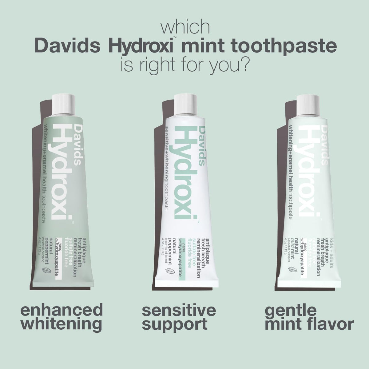 Davids Nano Hydroxyapatite Toothpaste, Sensitive + Whitening, Peppermint 4 oz - view 6