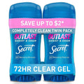 Secret Outlast Antiperspirant Deodorant for Women, Clear Gel, 2.6 oz, Pack of 2